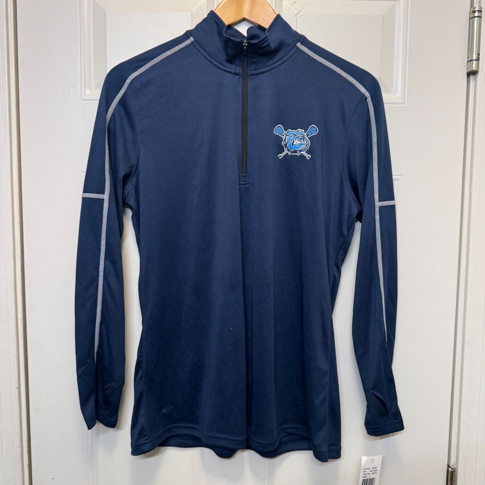 Pennant Womens Quarter Zip Pullover L Navy Lacrosse Bulldog Sporty Athletic